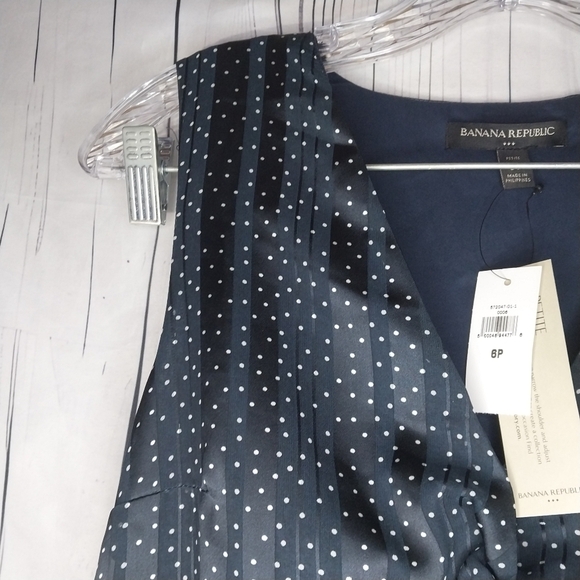 Banana Republic Pleated Tiered Sleeveless Polka Dot Dress NWT - Picture 2 of 16